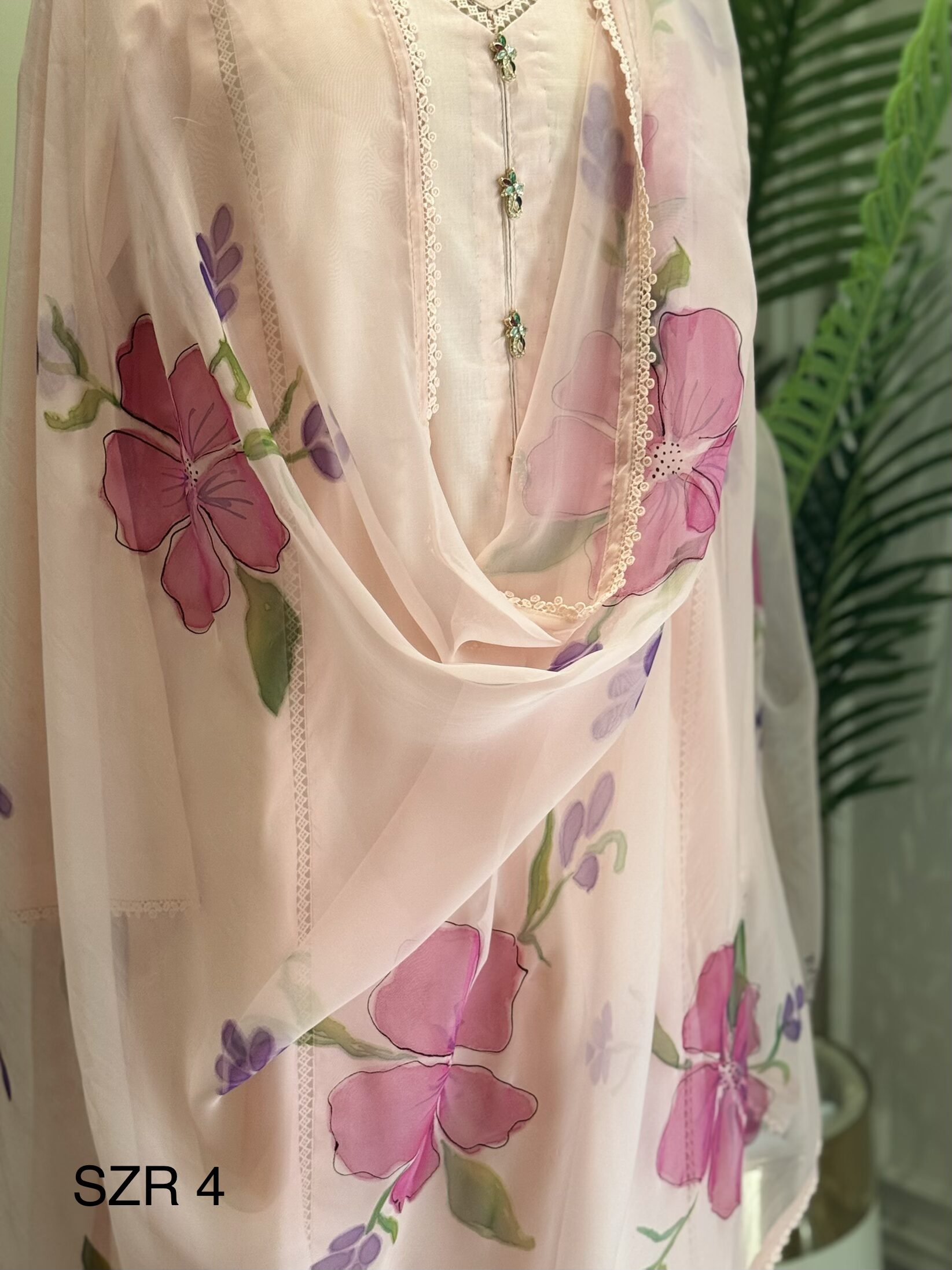 Pink Silk Chiffon Dopatta